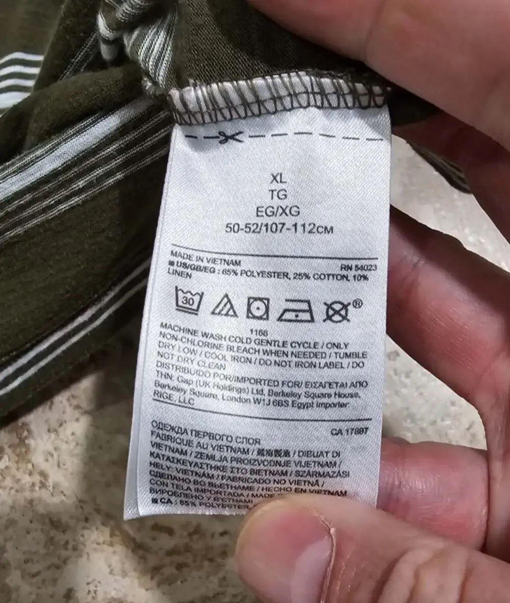 Banana Republic Men XL Henley Tee Olive Green Striped Linen Blend Heritage Rare